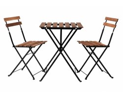 3-Delige Bistroset - Acaciahout / Metaal - 2 Tuinstoelen & 1 Tuintafel - Tuinset 2 persoons - Inklapbaar