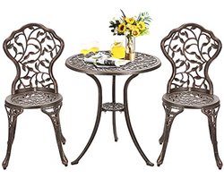 3-delige bistroset met ronde tafel en stoelen voor tuin en balkon