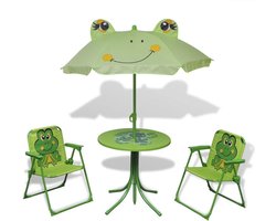 3-delige Bistroset - Stalen buis en stof - Groen - Met parasol
