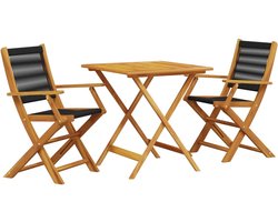 3-delige Bistroset | Tuinset polypropeen en massief hout zwart