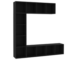 3-delige Boekenkast-/tv-meubelset | Televisiekast | Tv-kast | Mediameubel 180x30x180 cm zwart