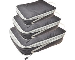 3-delige compressie-opbergzakken - Uitbreidbare koffer kubus organizer - Nylon waterdichte draagbare opbergzakken - Bagageorganizer - voor reisbenodigdheden - mat zwart