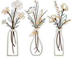 3-delige decoratie van metalen bloemen voor aan de muur - Minimalistische kunst voor woonkamer, slaapkamer en kantoor