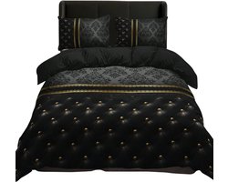 3-Delige Dekbedovertrekset (1+2): Luxe Jacquard Getextureerd Faux Leer Stijl - 200x200cm