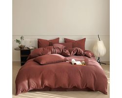 3-delige Dekbedovertrekset Baksteenrood - Zacht en Ademend Beddengoed voor Kinderen en Tieners (2 Eenpersoonsbed)