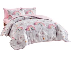 3-Delige Dekbedovertrekset — Cartoon Regenboog Lucht - 220x240cm