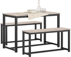 3-delige eetset - zitgroep - keukentafelset - ruimtebesparend ontwerp - stevig MDF en metalen frame - ideaal voor thuis en commercieel gebruik - tafel: 110 cm x 74 cm x 58 cm, bank: 95 cm x 46 cm x 29 cm