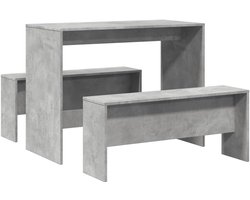 3 Delige Eettafel en Bank Set - Beton Grijs