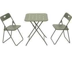 3-delige Eettafel en stoelenset - Eettafel en stoelen voor buiten - Opvouwbare dinette - Gecoat - Meubelset - Bevat twee stoelen en een tafel - Geschikt voor binnen en buiten, terras, informele bijeenkomsten - Groen