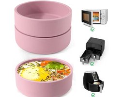 3-delige eiervormenset voor de airfryer, siliconen eiervorm, individuele eiermaker, herbruikbare eiervorm, eierkoker voor de magnetron, vaatwasmachinebestendig (rond - roze)