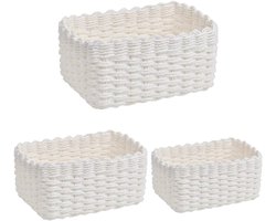 3-delige geweven opbergmanden in Scandinavische minimalistische stijl, 3 maten, organizer van gerecycled papier en touw, witte opbergmand van gevlochten papier, multifunctionele organizer voor kast, lade, kastplank, ladekast
