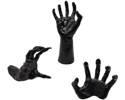 3-delige Halloween Demon Hand Ornament - Halloween Decoraties - Muurbevestigde Demon Hand - Creatieve Heksendecoratie - Woondecoratie - Met Expansieschroeven - Geschikt voor Halloween en Spookhuisfeesten - Zwart