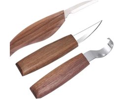 3 Delige - Houtbewerking - Hout snijwerk gereedschap set - Houtsnijmes - Lepelmes - Woodcarving - Houtsnijbeitel - LOUZIR