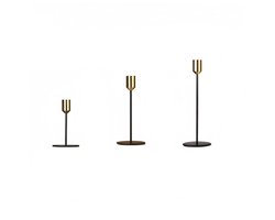 3-delige kandelaarset - Kaarsenhouder - kandelaar - Kandelaars in Europese stijl - Decoratieve kandelaars - Kandelaars van verschillende hoogtes - IJzer - Zwart en goud