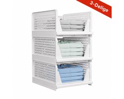 3-delige Kast Organizer - Lade Opbergdozen - Stapelbare Opvouwbare Opbergdozen voor Kleding - Geschikt voor kleding, handdoeken, speelgoed en meer - 43×32,5×18,5 cm