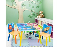 3-delige kinderzitgroep kindertafel met 2 stoelen zitgroep voor kinderen kleuters kindermeubel oceaan bedrukte kindertafel set