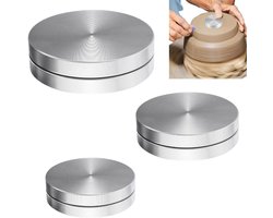 3-delige kleispinner, gereedschap voor het bijwerken van aardewerk, geschikt voor het gooien van aardewerk, doe-het-zelf-pottenbakken 4,5/3,8/3 cm (zilver)