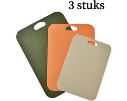 3-delige kunststof snijplankenset - categorisatie voor vlees, groente & brood - ophangbaar met handvat - antislip - vaatwasserbestendig
