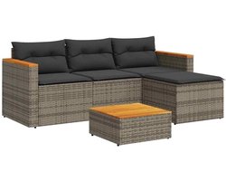 3-delige Loungeset – Tuinmeubelset – Loungesofa – Patio Set – Tuinmeubelen – Weerbestendig Poly Rattan – Afneembare Wasbare Kussens – Grijs