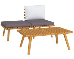 3-delige Loungeset | Tuinset | Tuinmeubelset | Zitset met kussens massief acaciahout