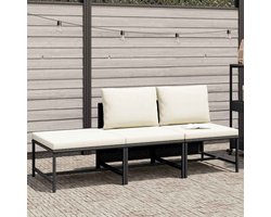 3-delige Loungeset | Tuinset | Tuinmeubelset | Zitset met kussens poly rattan zwart
