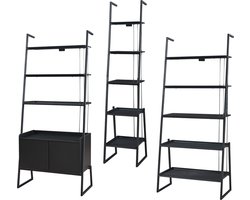 3-delige meubelset Storfjord staand rek en open kasten zwart set 4 [en.casa]