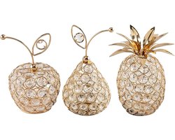 3-delige moderne kristallen knutselset - Tafeldecoraties - Inclusief ananas-, peer- en appelvormen - Kersttafeldecoraties - Geschikt voor feestdagen - Creatieve woondecoratie