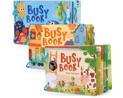3-Delige Montessori Busy Book Set – Educatief Activiteitenboek voor Peuters 3 jaar, 4 jaar, 5 jaar – Busybook met Thema’s: Boerderij (Alfabet), Oceaan (Rekenen), Verkeer (Voertuigen) – Quiet Book Speelgoed