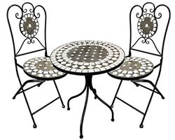 3-delige mozaïekset met tuintafel en 2 stoelen voor een mediterrane sfeer