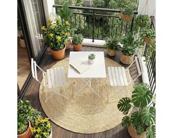 3-delige opvouwbare bistroset voor de tuin – Vierkante metalen tafel + 2 weerbestendige stoelen – Eenvoudig op te bergen – Geschikt voor balkon, terras, tuin en binnenplaats – Wit