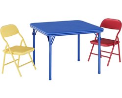 3-Delige Opvouwbare Kindertafel en Stoelen Set - Speeltafel met 2 Stoeltjes - Gewatteerd PU Leer - Geen Montage - Veilig (Anti-Knel) - Kleur