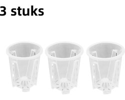 3-delige Phalaenopsis orchideeënpot - wortelcontrolepot - ademende plastic bloempot - 10 cm diameter (zonder schotel) - transparant