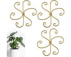 3-delige plantensteelstabilisator, plantenondersteuning, herbruikbare accessoires voor het kweken van bloemen en planten, voor binnen, ijzeren klimstengelondersteuning 11 cm (goud)