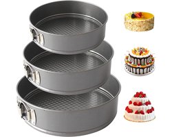 3-Delige Ronde RVS Oven Bakvorm - Bakvormen - Bakvorm - springvorm - Bakblik Taartvorm - Spring Vorm Bakken Cake Tins - Voor Het Bakken Van Cake Taarten Quiche - Cakevorm - Quichevorm - Taartblik Ring Metalen Ovenvorm - Rond - 23/26/28cm