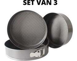 3-Delige Ronde RVS Oven Bakvorm - Springvorm Set - Bak Vorm Voor Oven - Bakblik Taartvorm - Voor Het Bakken Van Cake Taarten Quiche - Cakevorm - Quichevorm - Taartblik Ring Metalen Ovenvorm - Rond - Ovenbakvorm 23/26/28cm - Set Van 3