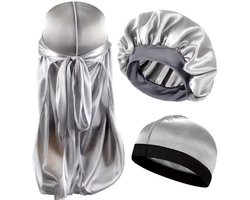 3-Delige Satijnen Haarset – Bonnet, Durag & Wave Cap – Voor Nachtbescherming & Styling