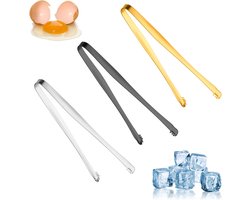 3-delige set chalaza-tang - RVS - IJsblokjesklem - Suikerklontjeclip - eierschaalfragmentverwijderaarstang - getande membraanverwijderaar - multifunctioneel keukengereedschap - Geschikt voor het bereiden van voedsel - 15 cm