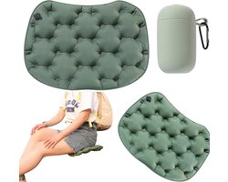 3-delige set Draagbare, zelfopblazende zitkussens - (2 opblaasbare zitkussens + 1 luchtpomp) - Hogesnelheidsrail zitkussen-Zelfopblazend buitenkussen- 36*28cm - Comfortabel om op te zitten of te liggen tijdens het reizen of thuis.- Groen