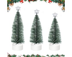 3-Delige Set Mini-Kerstbomen Met Verlichting - Kleine Kunstkerstboom Voor Op Tafel - Kerstbomen Met Led-Verlichtingssnoeren