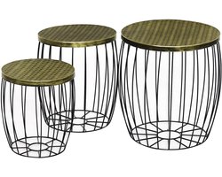 3-delige set salontafels bijzettafels tuintafel retro metalen mand draadmand tuinset tuintafel tuinmeubelen outdoor balkon metaal naturel+zwart 3 maten
