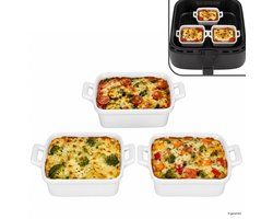 3-delige set STABIL mini ovenschaal met handvatten rechthoekig wit van porselein – 798000090