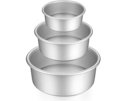 3 delige set - Taartvormenset - Ronde bakvormen - Bakvormen - Met afneembare bodem - Perfect voor het bakken van taarten, feestjes, verjaardagen - 14 cm, 19,5 cm en 24,5 cm - Zilver