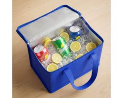 3-delige set van geïsoleerde tassen van non-woven materiaal, opvouwbare geïsoleerde tas, geïsoleerde lunchtas geschikt voor gebruik in de auto, barbecues, kamperen, picknicks in de buitenlucht en boodschappen,Blauw - 28*14*17 cm
