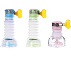 3-delige spatwaterdichte kraan - Waterbesparend - Geschikt voor inklapbare kranen in keuken, badkamer en douche (roze, groen, blauw)