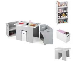 3-Delige Tafel en Stoelenset voor Kinderen Activiteitentafel met 2 Stapelbare Stoelen 3-Delige Meubelset voor Kinderen om te Leren/Spelen