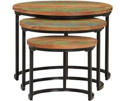 3-delige Tafeltjesset massief gerecycled hout