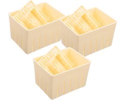 3-delige tofuvormpjesset met deksel, 14 x 10,5 x 9 cm, Geschikt voor het zelf maken van kaas en tofu.
