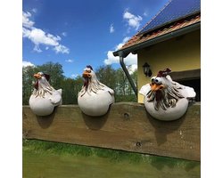 3-delige tuindecoratie kippen-Creëer een levendige sfeer in je tuin - Duurzaam, Levendig en Veelzijdig 12*12*14CM
