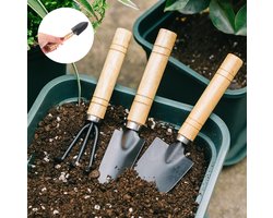 3 Delige Tuingereedshapset - Gardening set - Tuinschepje - Klauwtje Hark - Handschepje Tuinschepje - Plant Tuinschepje - Metaal & Hout - LOUZIR