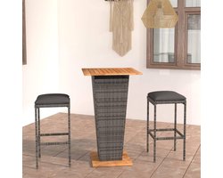 3-delige tuinmeubelset met kussens, polyrotan grijs, balkonmeubelset, outdoor meubelset, tuinmeubelset, terrasmeubelset voor terras